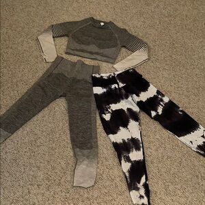 Gray and Black Tie-Dye Activewear Set